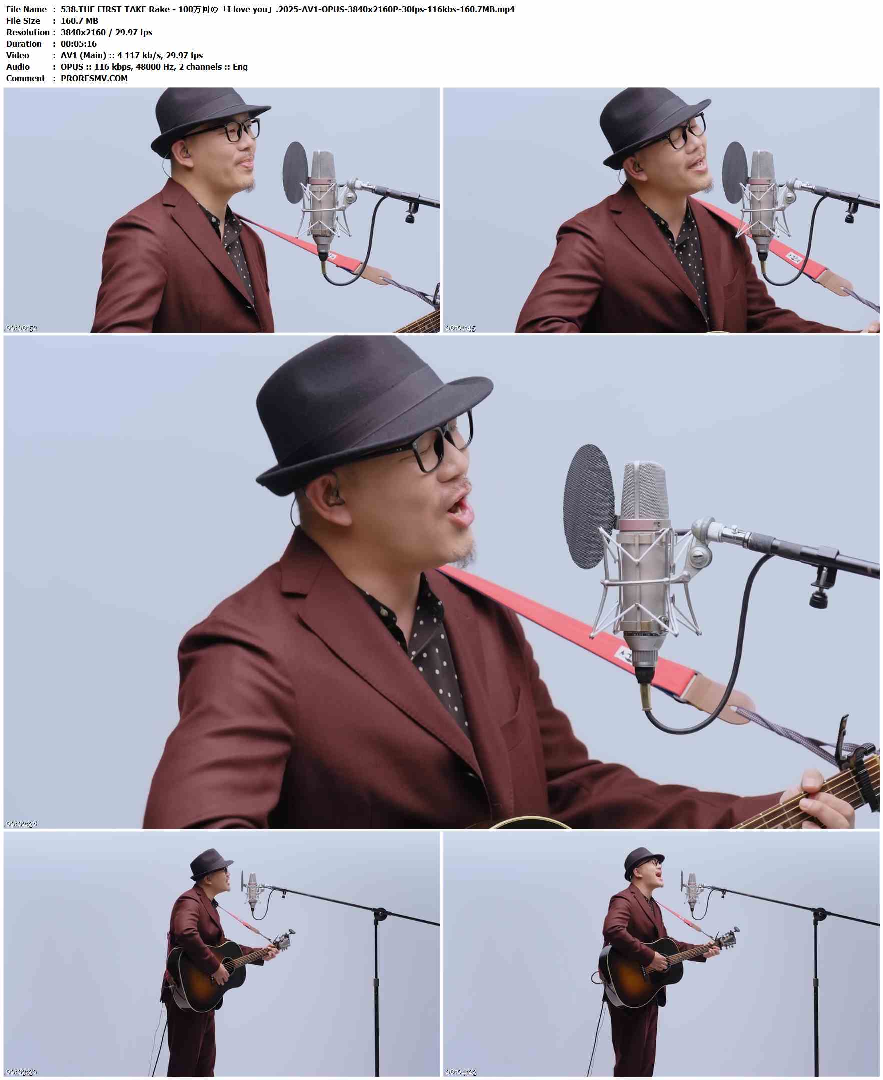 538.THE FIRST TAKE Rake - 100万回の「I love you」.2025-AV1-OPUS-3840x2160P-30fps-116kbs-160.7MB官方MV_高清MV